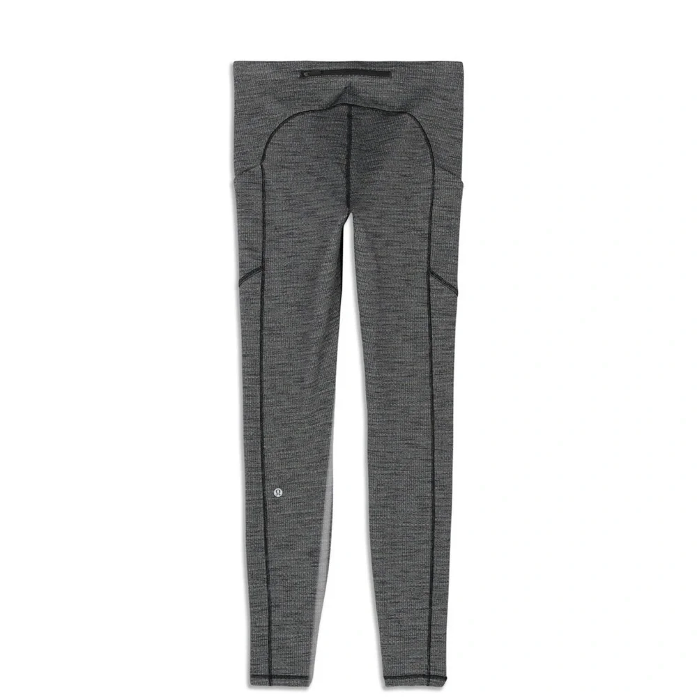 Lululemon Gray Women's Leggings Speed Up Mid-Rise Leggings Size 4 pockets